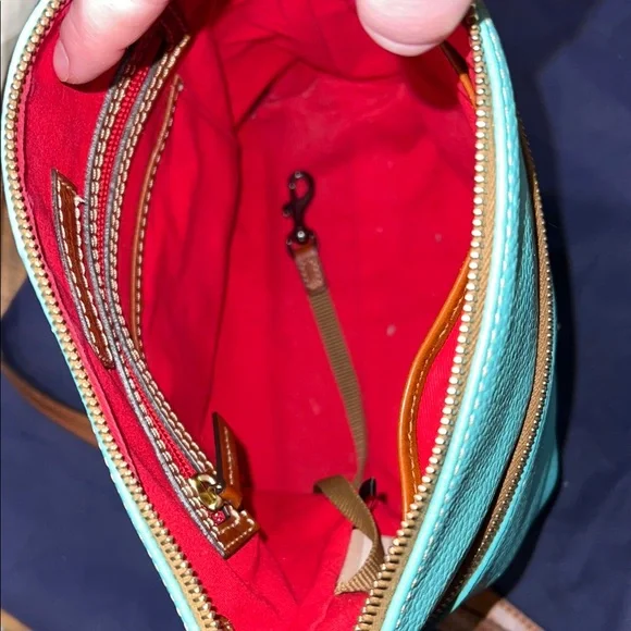 Dooney & Bourke Teal and Brown Crossbody Bag - Picture 3 of 3